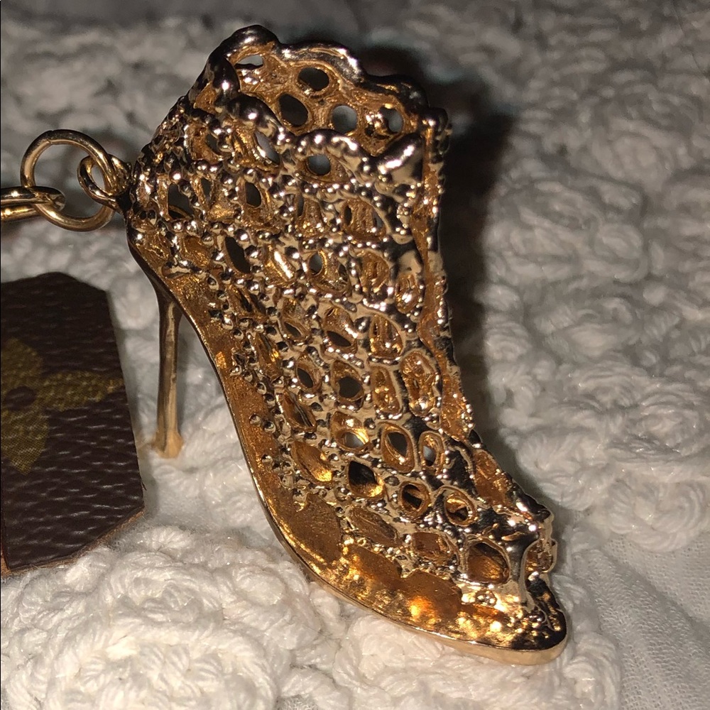 High heel keychain, gold shoe, Handbag Charm